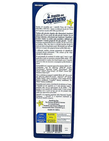 Pasta Del Capitano 4 Testine Ricambio Spazzolino Elettrico - Bambini